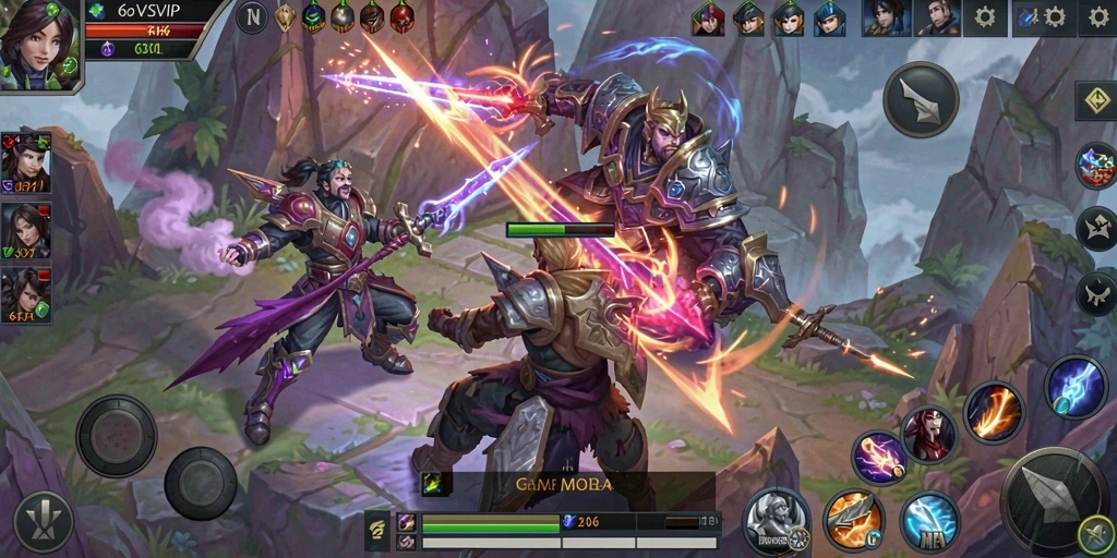 Screenshot gameplay 6SVIP yang menampilkan aksi seru di arena MOBA.