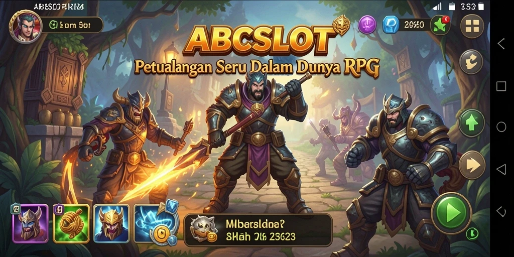 Screenshot gameplay ABCSLOT yang menampilkan pertarungan epik dalam dunia RPG.