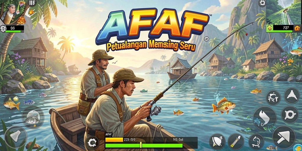 Screenshot AFAF menampilkan gameplay memancing yang seru dan penuh warna.