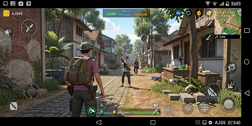 Tampilan gameplay AJO89 di dunia simulasi yang luas.