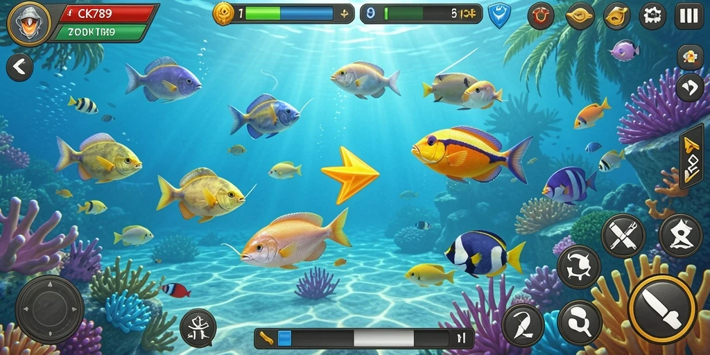 Screenshot gameplay CK789 yang penuh aksi Tembak Ikan.