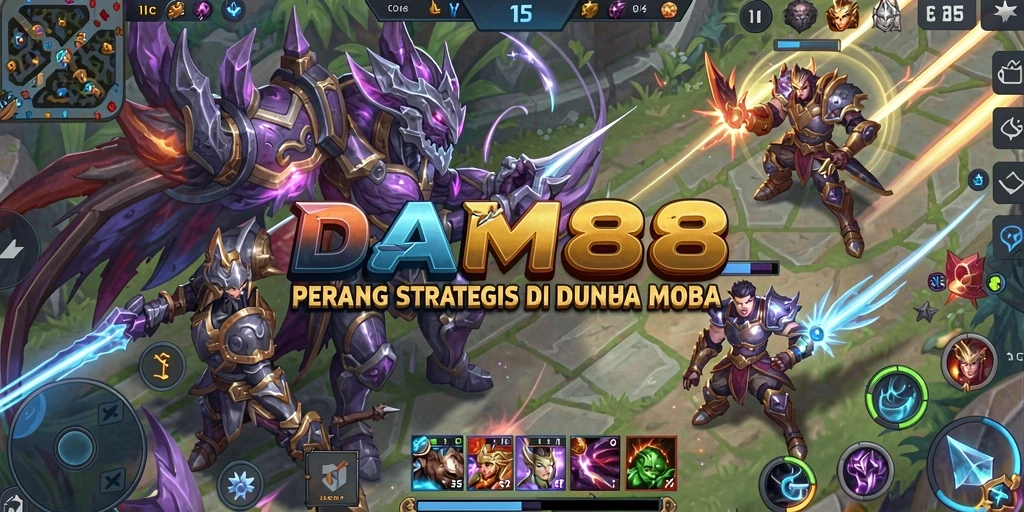 Tampilan aksi seru di DAM88 dalam pertandingan MOBA.