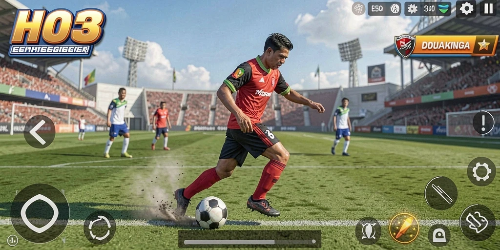 Tangkapan layar utama HO3 menampilkan aksi seru dalam game olahraga.