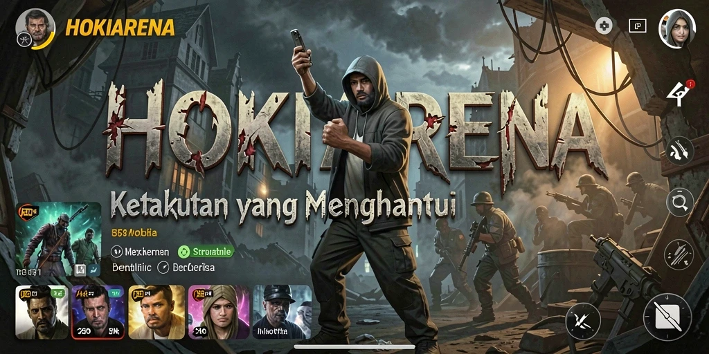 Tampilan gameplay HOKIARENA yang menegangkan dengan suasana horor yang mencekam.