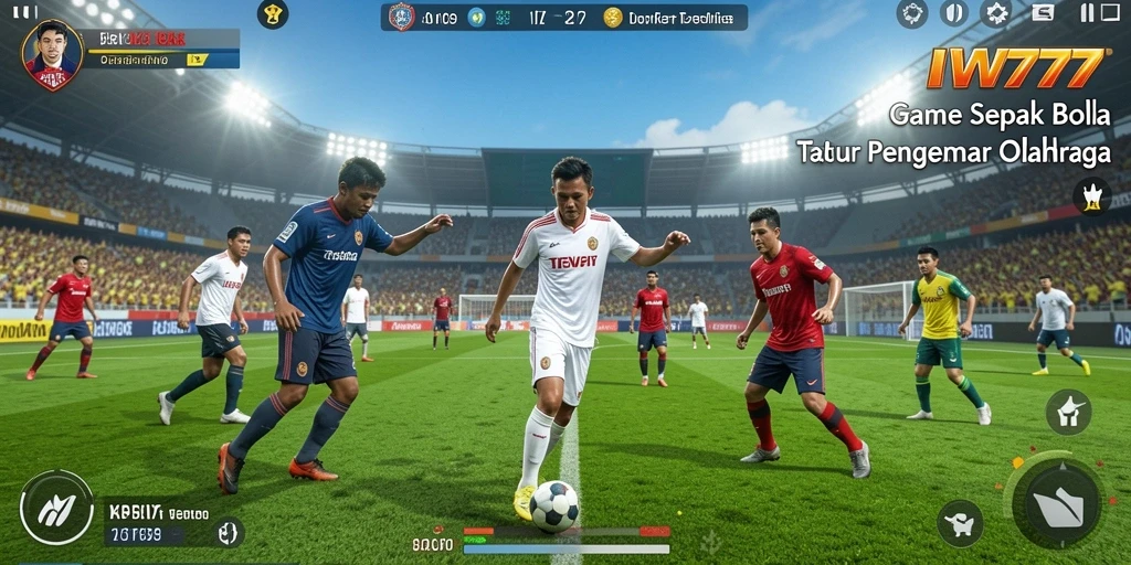 Screenshot gameplay IW777 yang menampilkan aksi seru di lapangan sepak bola.