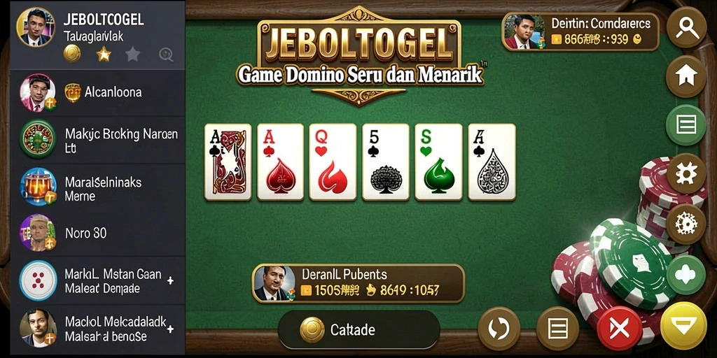 Tampilan gameplay Domino yang seru dan menarik di JEBOLTOGEL.