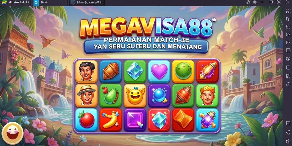 Tampilan gameplay seru dari MEGAVISA88 dengan permata berwarna-warni.