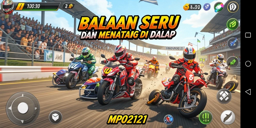 Gameplay MPO2121 yang menegangkan di jalur balapan.