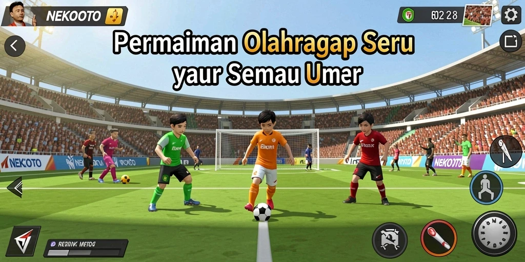 Tampilan menarik dari gameplay olahraga di NEKOTOTO