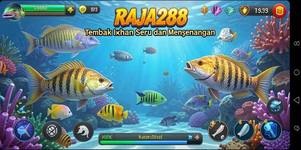 Tampilan gameplay seru Tembak Ikan di RAJA288.