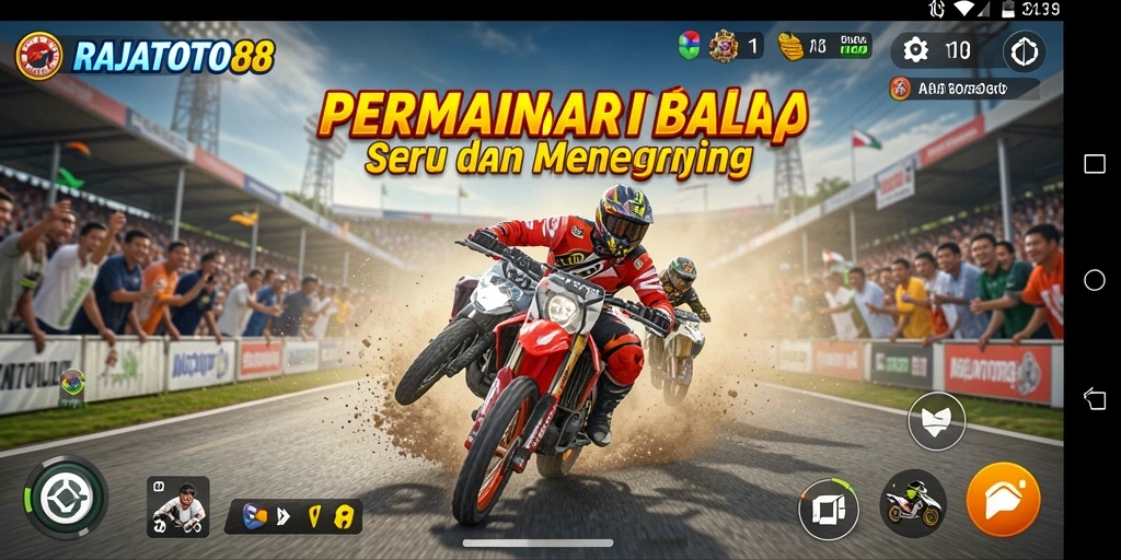 Menampilkan gameplay seru dalam balapan RAJATOTO88.