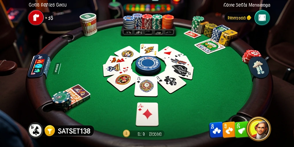 Screenshot SATSET138 menampilkan gameplay Gaple yang seru dan interaktif.
