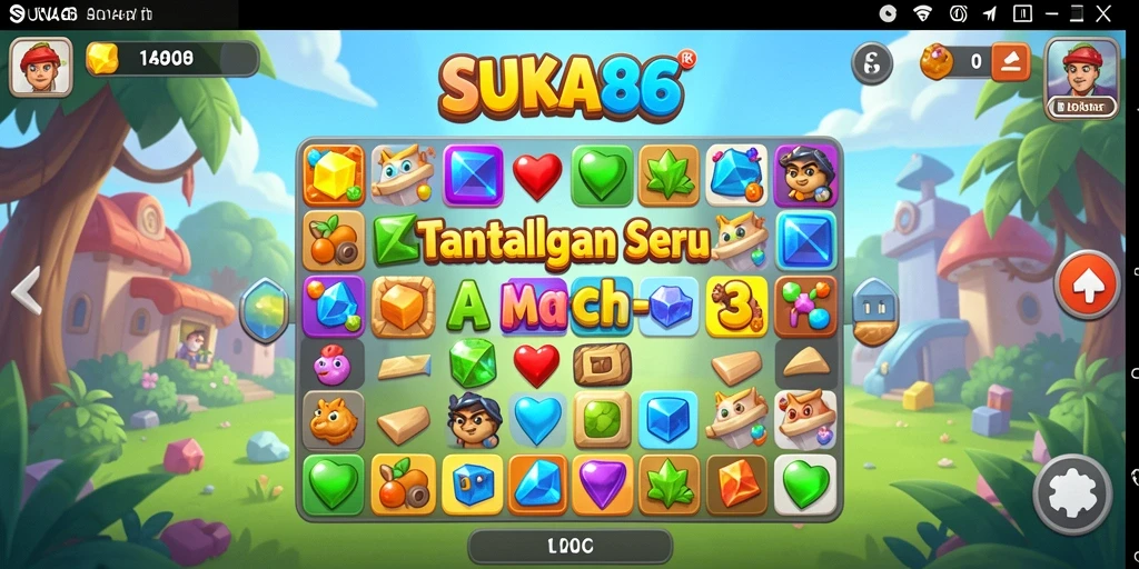Screenshot gameplay SUKA86 menampilkan momen seru mencocokkan permata.