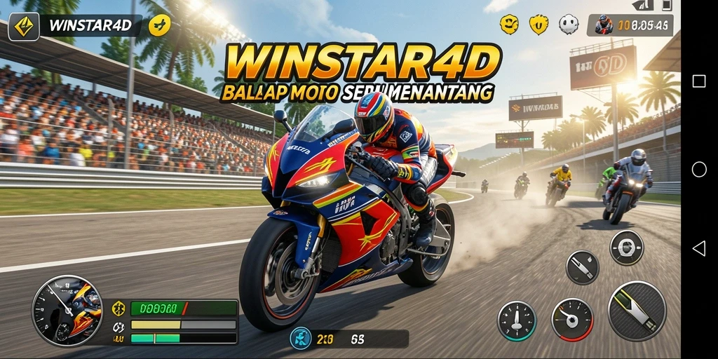 Tampilan gameplay WINSTAR4D yang mendebarkan saat balapan motor.