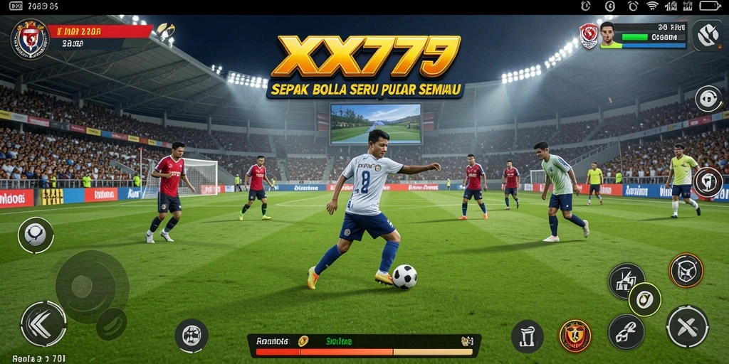 Tampilan gameplay menegangkan di lapangan sepak bola.